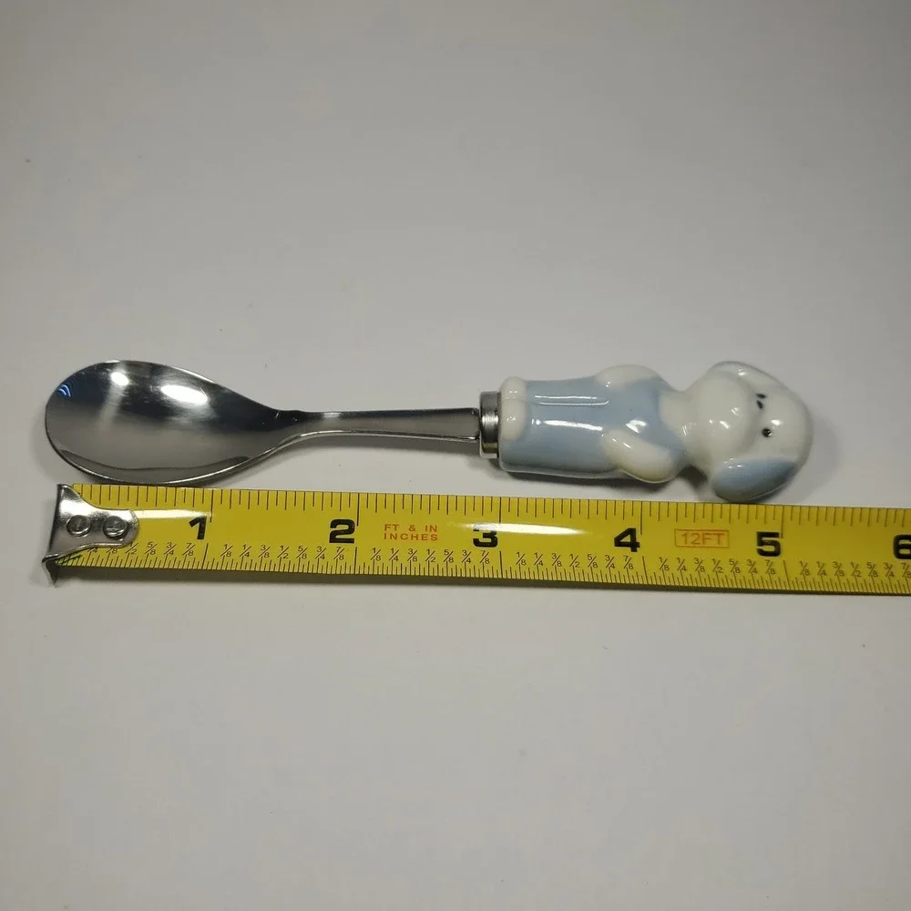 Vintage Lillian Vernon Childs Puppy Dog Stainless Spoon Ceramic Handle Japan
